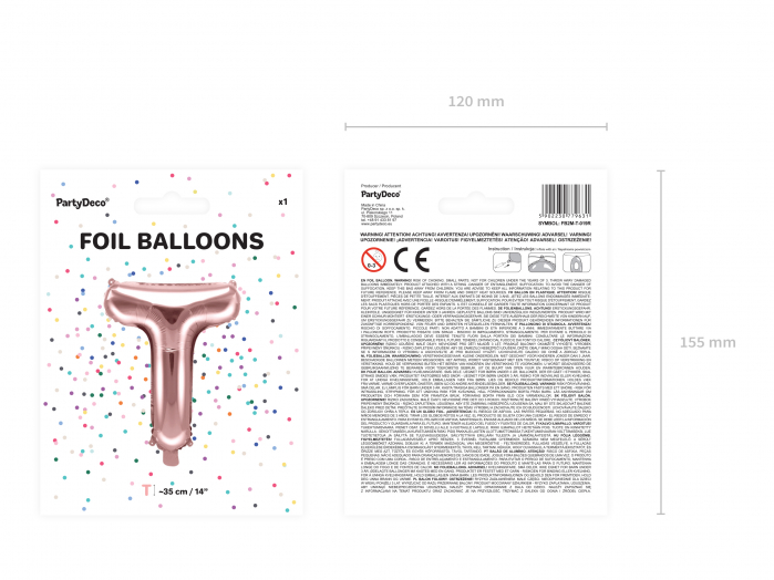 Balon folie Litera ''T'', 35cm, rose gold (1 buc.) [5]