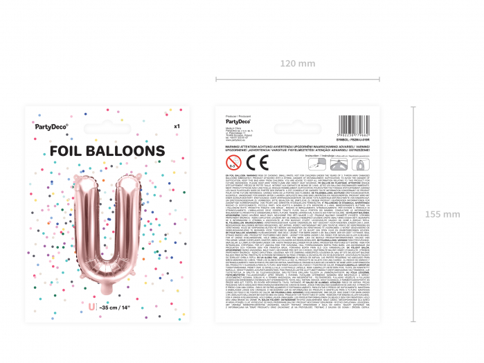 Balon folie Litera ''U'', 35cm, rose gold (1 buc.) [4]