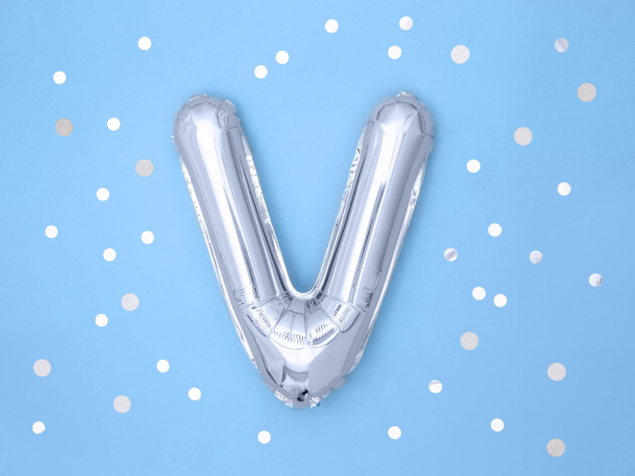 Balon folie Litera ''V'', 35cm, argintiu (1 buc.) [2]