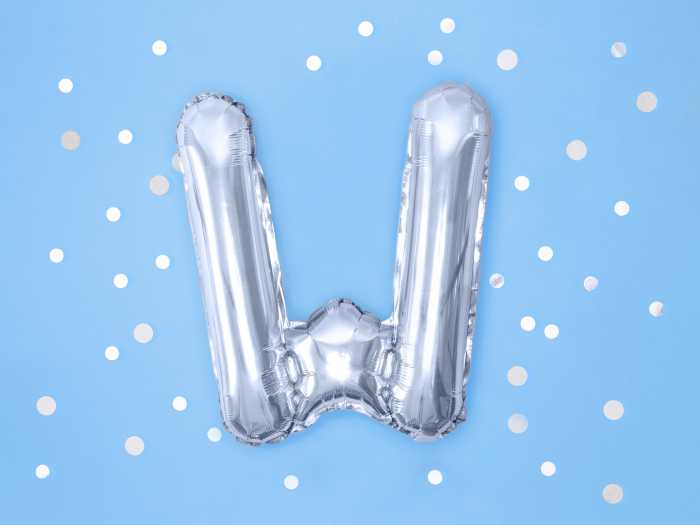 Balon folie Litera ''W'', 35cm, argintiu (1 buc.) [2]