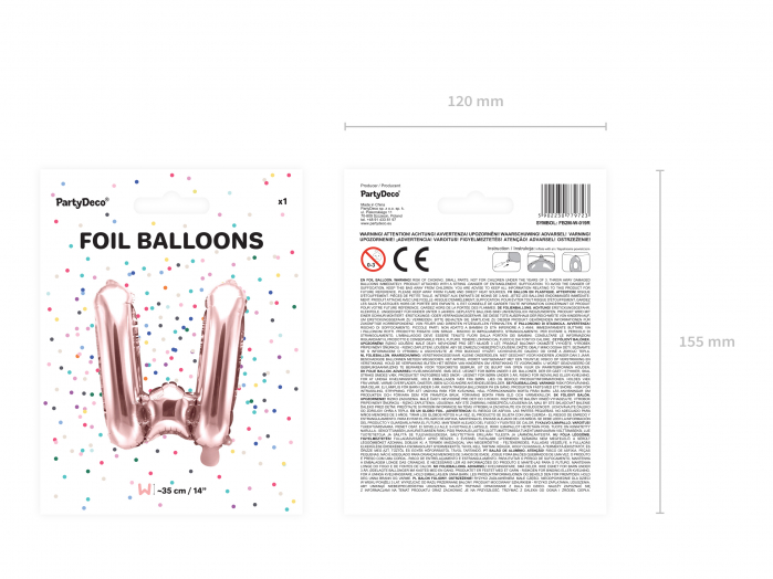 Balon folie Litera ''W'', 35cm, rose gold (1 buc.) [4]