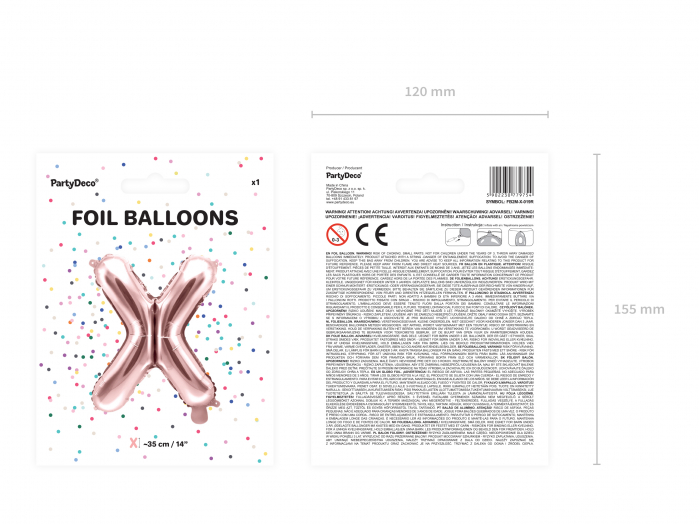 Balon folie Litera ''X'', 35cm, rose gold (1 buc.) [4]