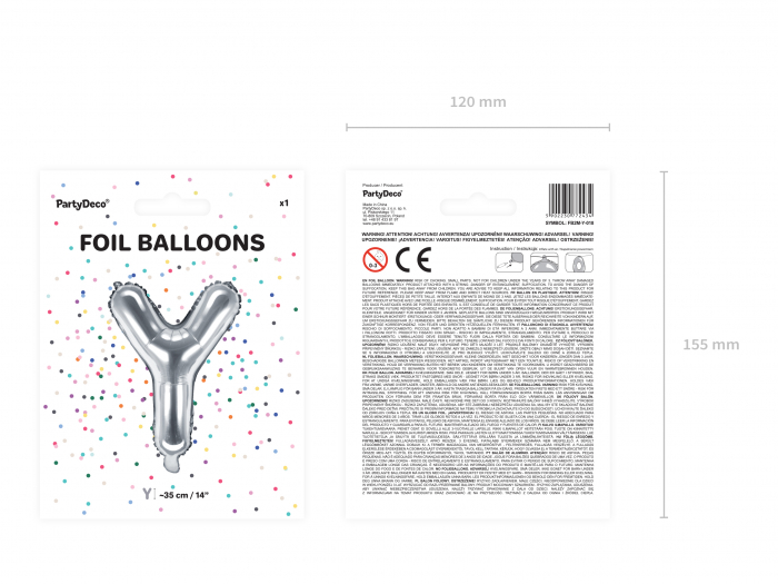 Balon folie Litera ''Y'', 35cm, argintiu (1 buc.) [4]