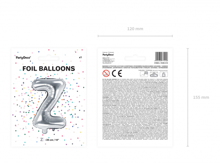 Balon folie Litera ''Z'', 35cm, argintiu (1 buc.) [3]