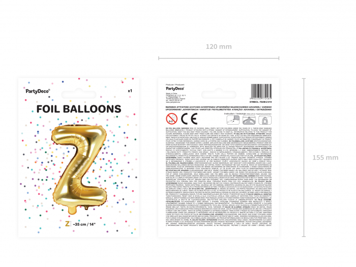 Balon folie Litera ''Z'', 35cm, auriu (1 buc.) [3]