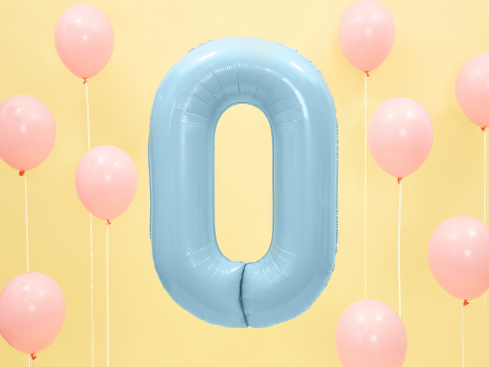 Balon folie Numărul "0", 86 cm, albastru deschis (1 pachet / 1 buc.) [2]
