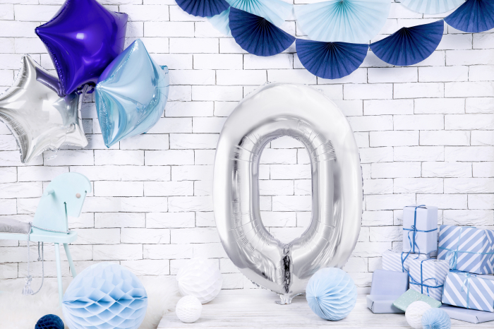 Balon folie Numărul "0", 86 cm, argintiu (1 pachet / 1 buc.) [2]
