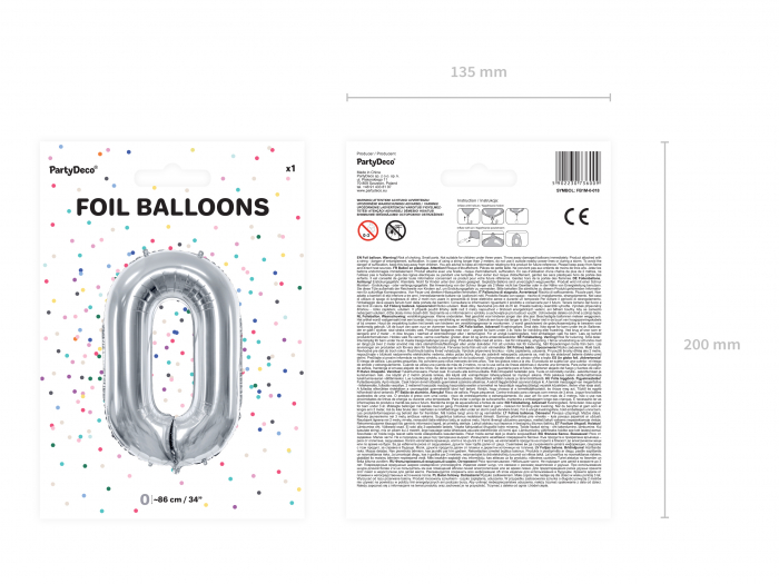 Balon folie Numărul "0", 86 cm, argintiu (1 pachet / 1 buc.) [3]