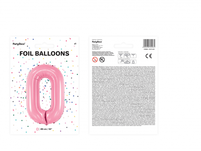 Balon folie Numărul "0", 86 cm, roz (1 pachet / 1 buc.) [3]