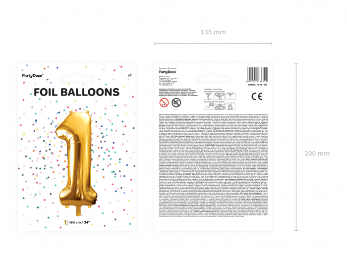 Balon folie Numărul "1", 86 cm, auriu (1 pachet / 1 buc.) [3]