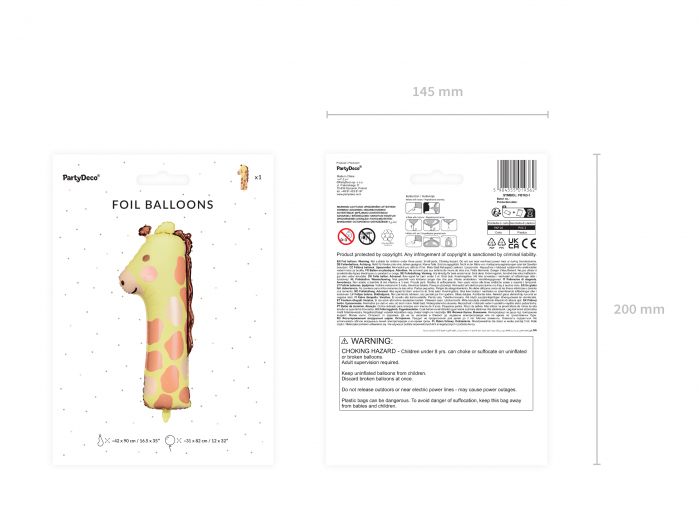 Balon folie Numărul 1 - Girafa, 42x90 cm, mix (1 pachet / 1 buc.) [3]