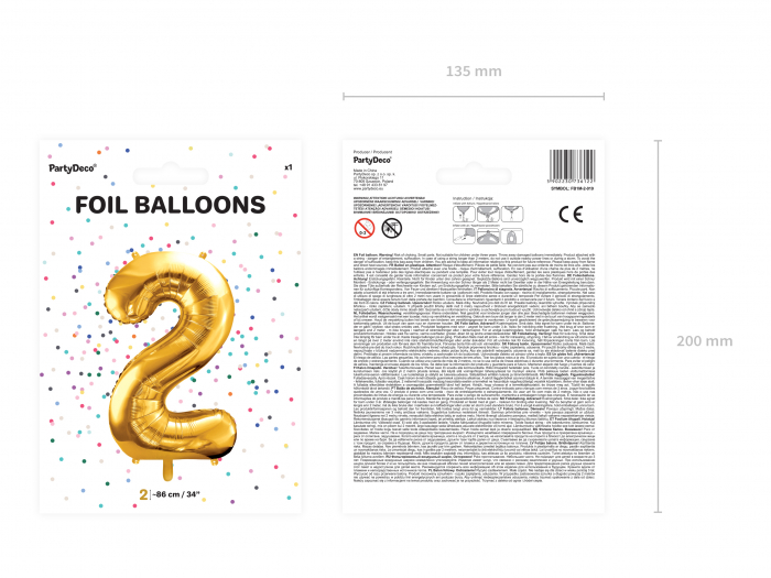 Balon folie Numărul "2", 86 cm, auriu (1 pachet / 1 buc.) [3]