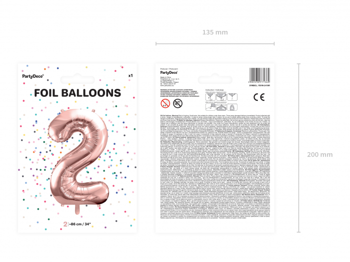 Balon folie Numărul "2", 86 cm, roz auriu (1 pachet / 1 buc.) [3]