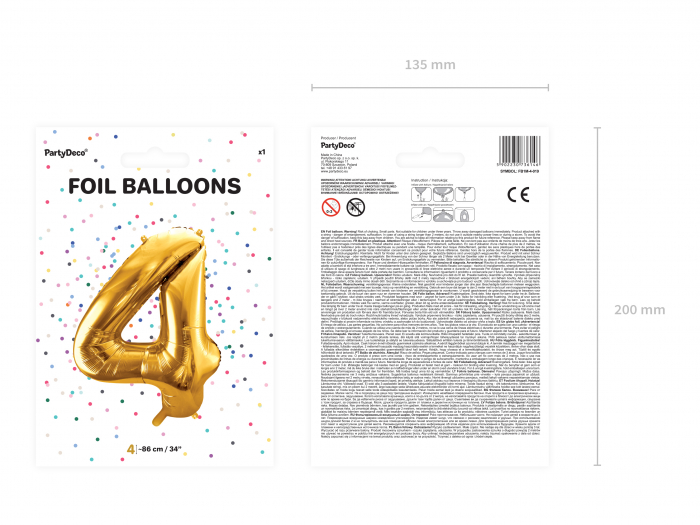 Balon folie Numărul "4", 86 cm, auriu (1 pachet / 1 buc.) [2]