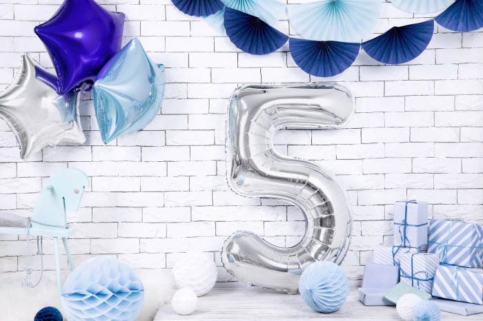 Balon folie Numărul "5", 86 cm, argintiu (1 pachet / 1 buc.) [3]