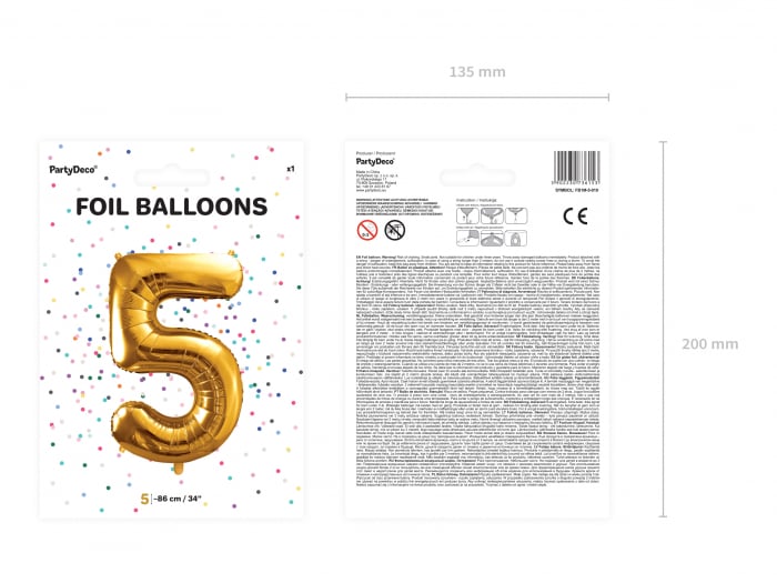Balon folie Numărul "5", 86 cm, auriu (1 pachet / 1 buc.) [3]