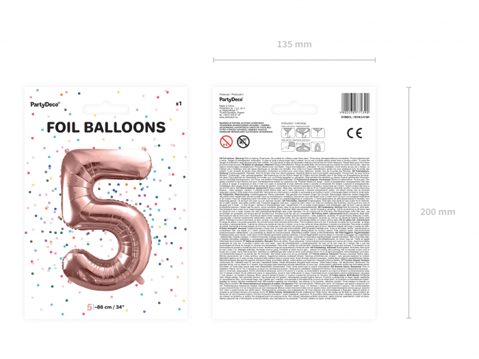 Balon folie Numărul "5", 86 cm, roz auriu (1 pachet / 1 buc.) [3]