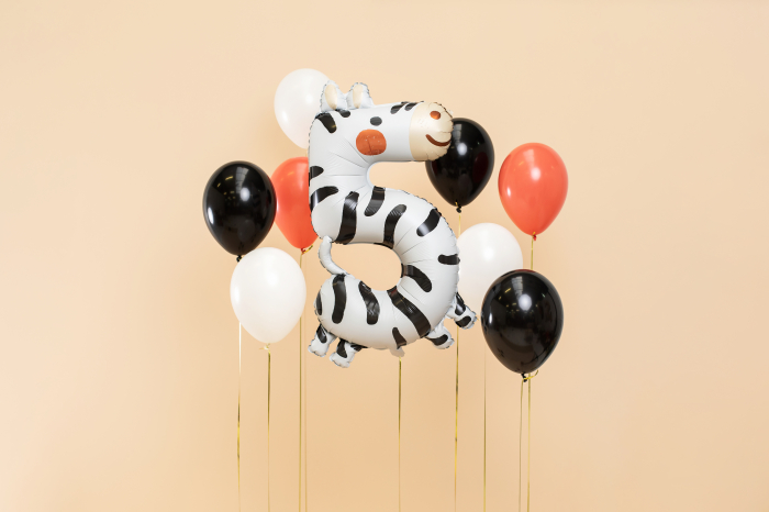 Balon folie Numărul 5 - Zebra, 68x98 cm, mix (1 pachet / 1 buc.) [2]