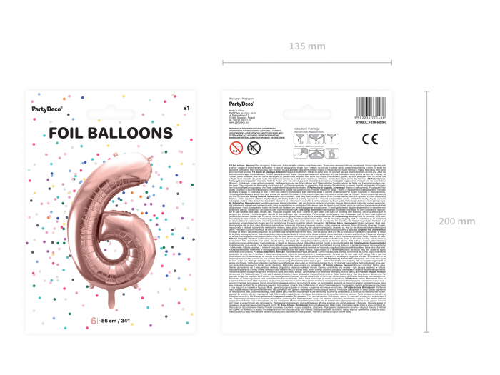 Balon folie Numărul "6", 86 cm, roz auriu (1 pachet / 1 buc.) [3]