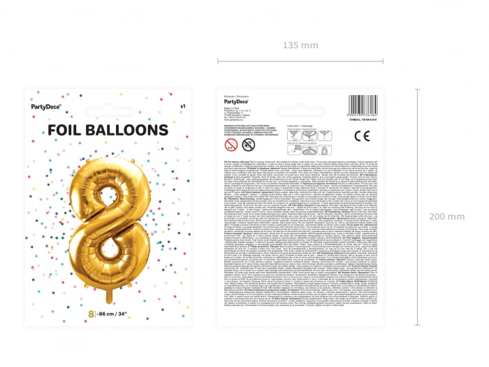 Balon folie Numărul "8", 86 cm, auriu (1 pachet / 1 buc.) [4]