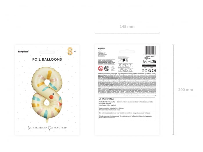 Balon folie Numărul 8 - Sarpe, 55x88 cm, mix (1 pachet / 1 buc.) [2]