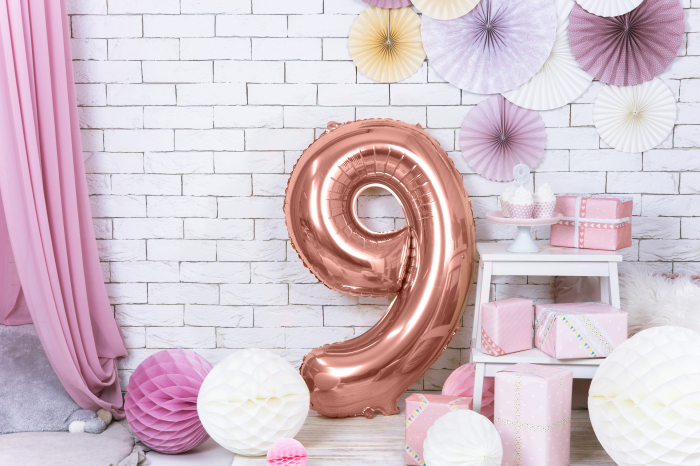 Balon folie Numărul "9", 86 cm, roz auriu (1 pachet / 1 buc.) [2]