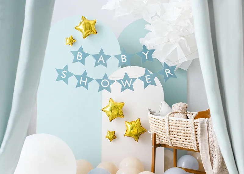 Banner pentru petrecere de baby shower, 290x16,5 cm, albastru deschis [2]