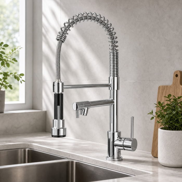 Baterie Bucatarie cu Dus Extractibil, Inox si Alama Crom, YD/201 [7]