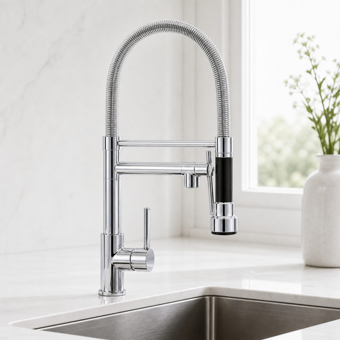 Baterie Bucatarie cu Dus Extractibil, Inox si Alama Crom, YD/301 [5]