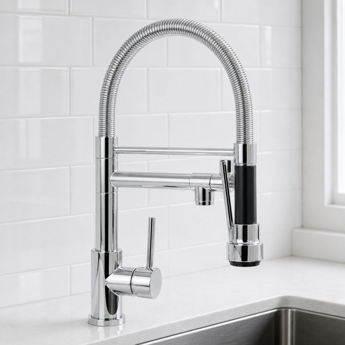 Baterie Bucatarie cu Dus Extractibil, Inox si Alama Crom, YD/301 [2]