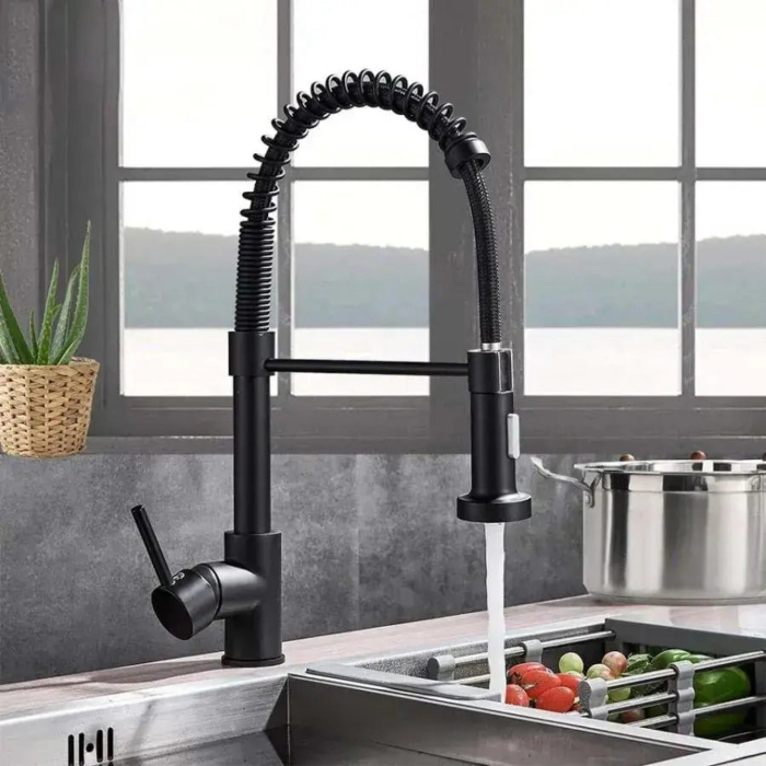 Baterie Bucatarie cu Dus Extractibil, Inox si Alama Negru, YD/102 [4]