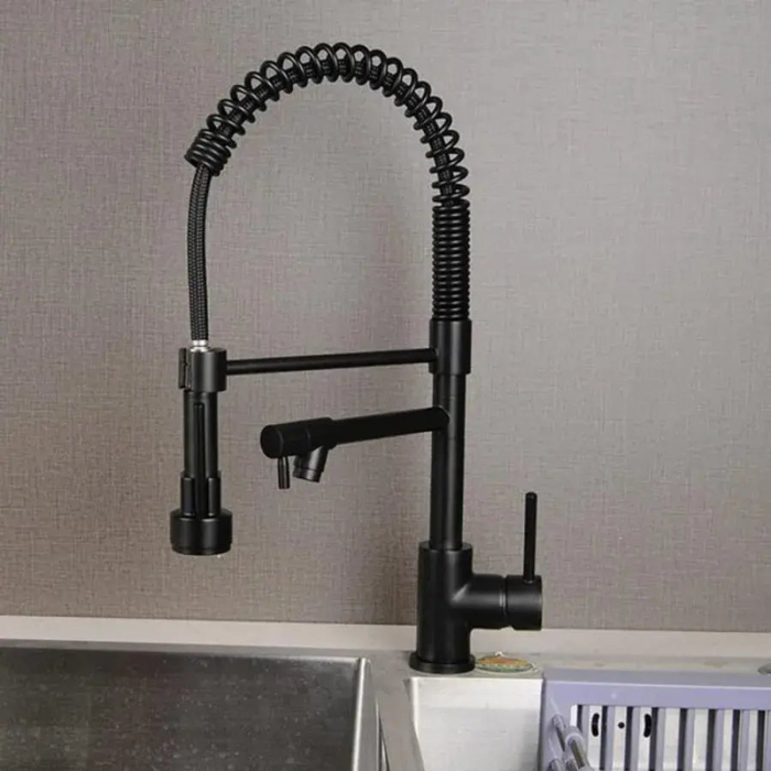 Baterie Bucatarie cu Dus Extractibil, Inox si Alama Negru, YD/201 [4]