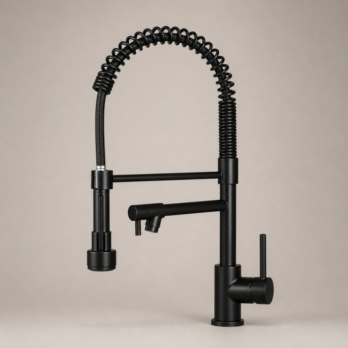 Baterie Bucatarie cu Dus Extractibil, Inox si Alama Negru, YD/201 [7]