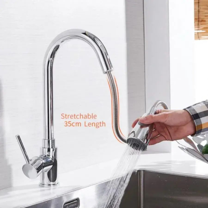 Baterie Bucatarie cu Dus Extractibil, Pipa cu Touch pentru Pornire/Oprire, Inox SUS304, Crom, CF/TOUCH/1 [2]