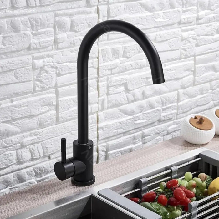 Baterie Bucatarie Monocomanda Pipa Pivotanta Cartus Ceramic Inox Negru Satin Racorduri Kit Fixare Incluse HS001 [3]