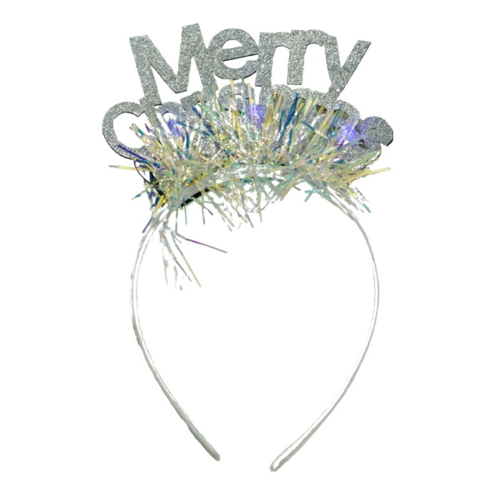 Bentita/cerc Mery Cristmas, culoare gri metalic cu beteala, marime standard, Flippy [1]