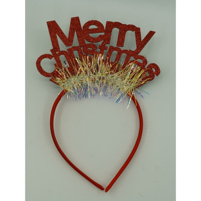 Bentita/cerc Mery Cristmas, culoare rosu cu sclipici, marime standard, Flippy [7]