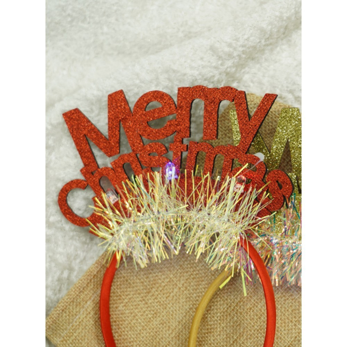 Bentita/cerc Mery Cristmas, culoare rosu cu sclipici, marime standard, Flippy [9]