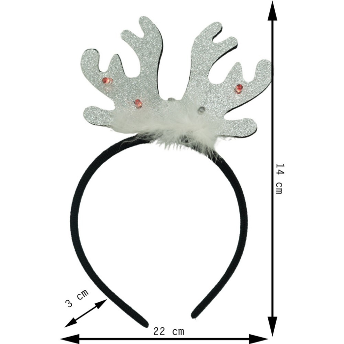 Bentita/cerc ren de Craciun, culoare negru cu gri metalic, marime standard, Flippy [11]