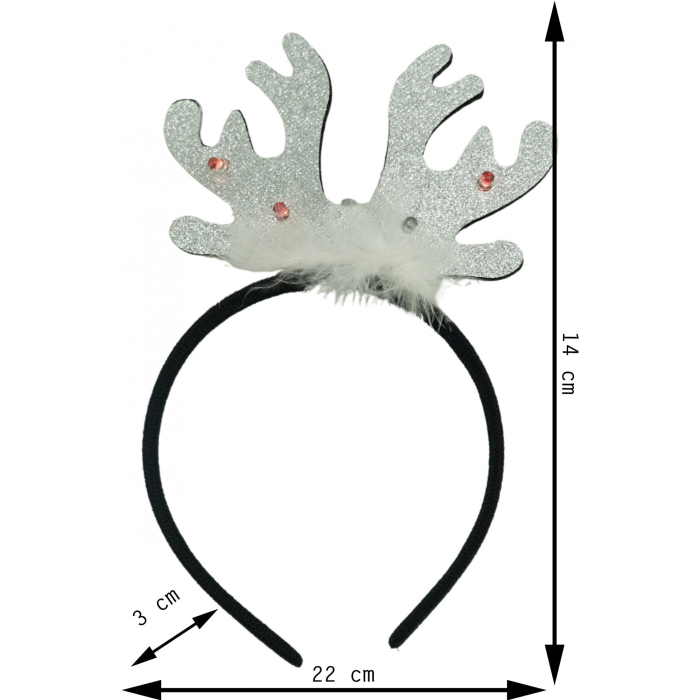 Bentita/cerc ren de Craciun, culoare negru cu gri metalic, marime standard, Flippy [6]