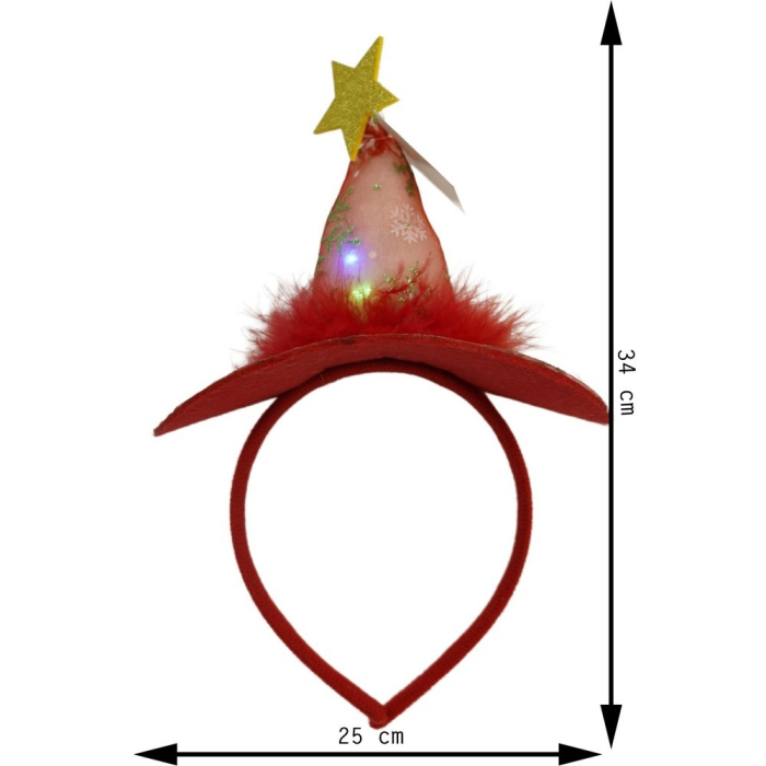 Bentita/cerc tip palarie de Craciun, culoare rosie cu led, marime standard, Flippy [10]