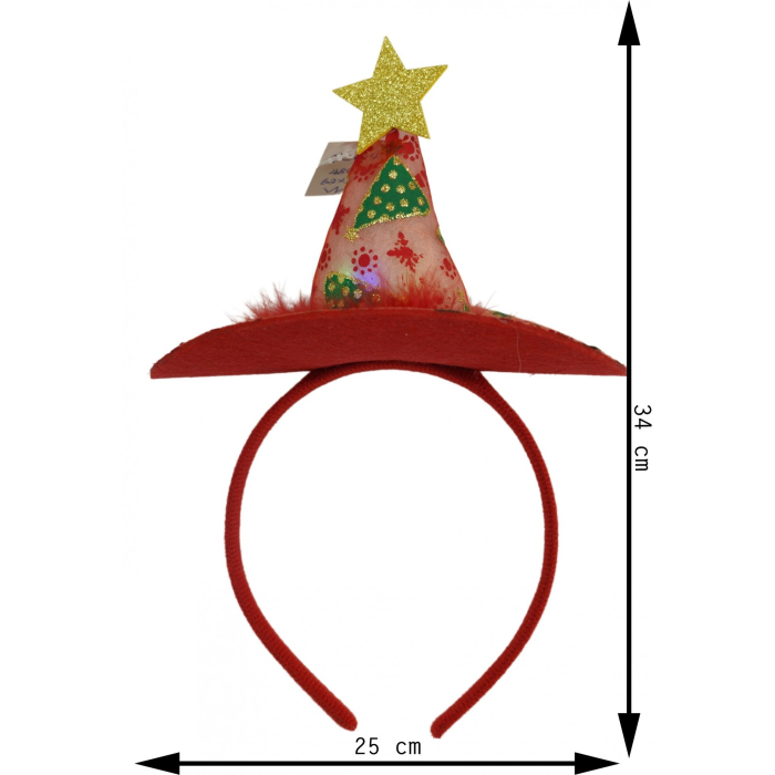 Bentita/cerc tip palarie de Craciun, culoare rosie cu led, marime standard, Flippy [6]