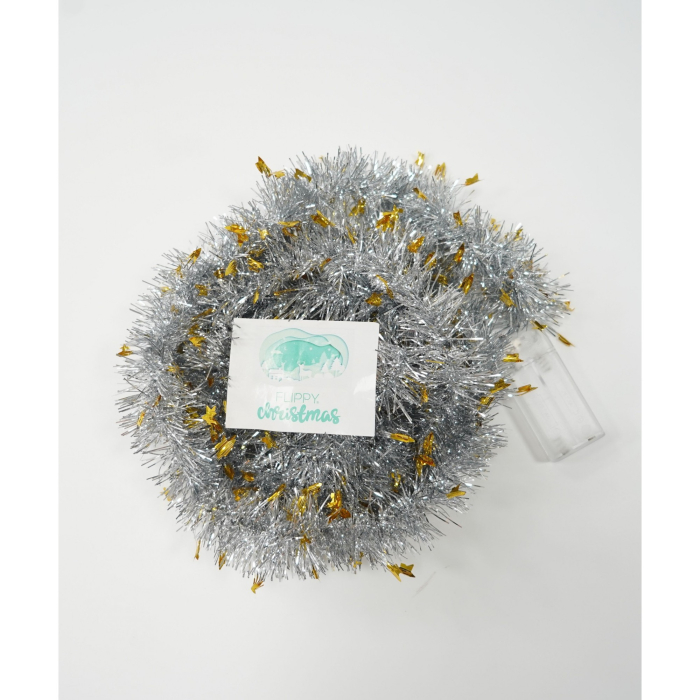 Beteala Craciun cu LED, Aurie, model cu stelute, 2 m x 5 cm, PVC, Sir, Artificiala, Flippy [3]