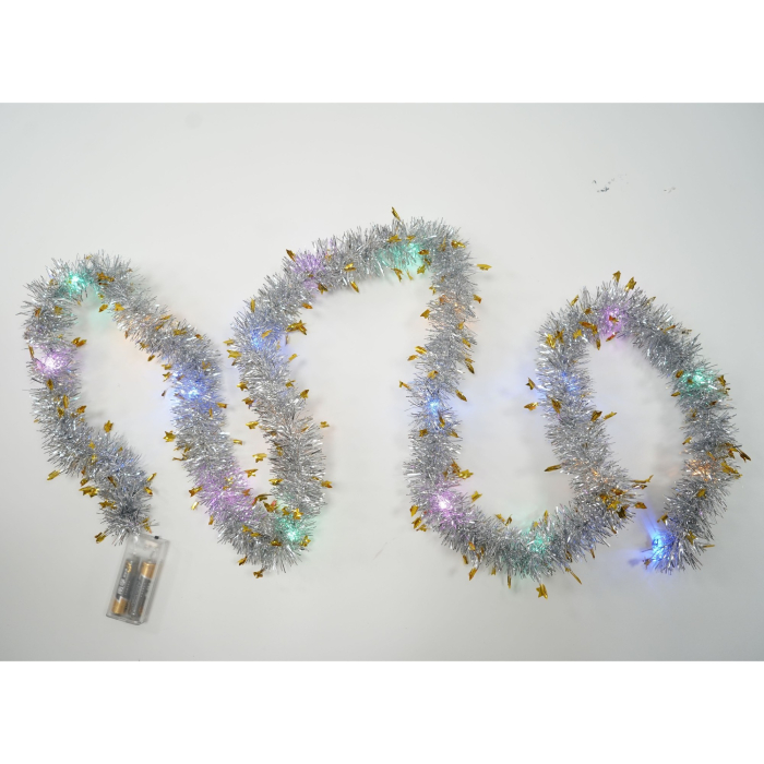 Beteala Craciun cu LED, Aurie, model cu stelute, 2 m x 5 cm, PVC, Sir, Artificiala, Flippy [5]