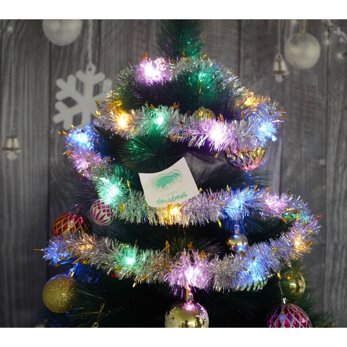 Beteala Craciun cu LED, Aurie, model cu stelute, 2 m x 5 cm, PVC, Sir, Artificiala, Flippy [2]