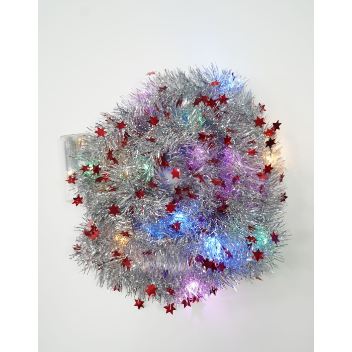 Beteala Craciun cu LED, Rosie, model cu stelute, 2 m x 5 cm, PVC, Sir, Artificiala, Flippy [3]