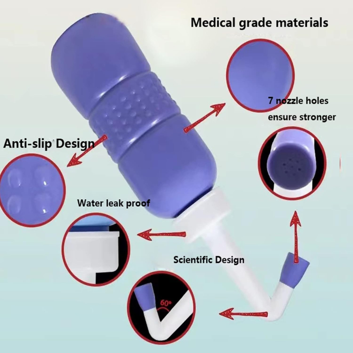 Bideu Portabil pentru Igiena Intima , pentru Postpartum/ Postoperator, 450 mL, cu Capac si Husa Galbena, 29.5x7 cm, Culoare Recipient Mov [14]