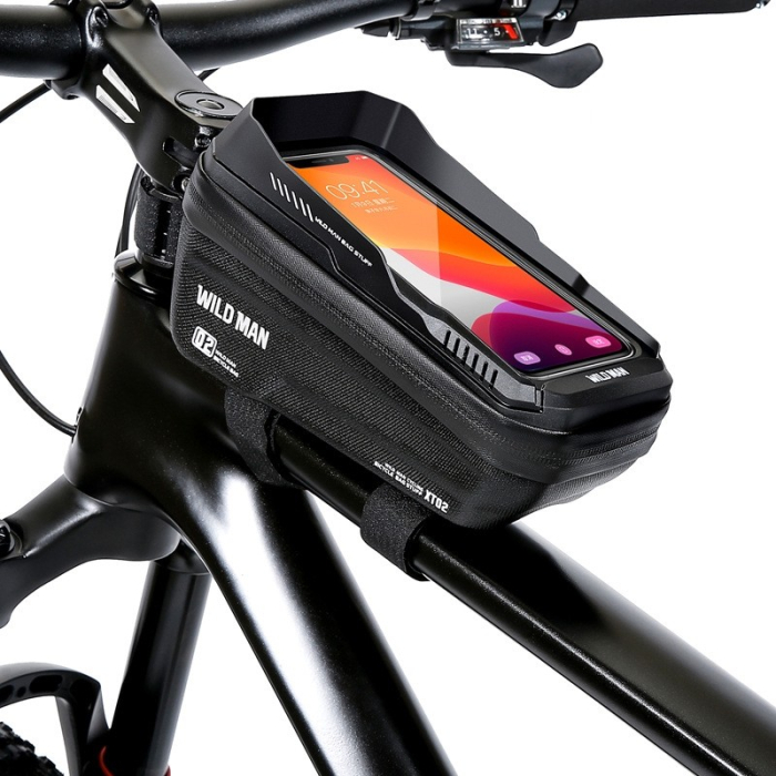 Borseta pentru bicicleta cu suport de telefon Flippy, capcitate 1L, 20.5x11.1x10.5 cm, cu spatiu de stocare, protectie waterproof, ecran tactil, fixare in 3 locuri, protectie lumina, orificiu casti, n [8]