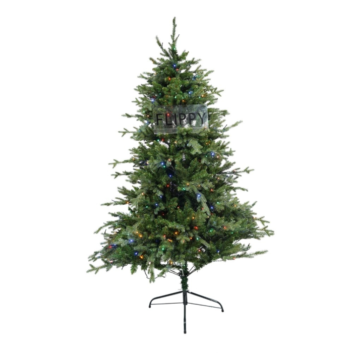 Brad Artificial de Craciun, Becuri led incluse in ramuri, pentru interior/exterior, inaltime 180 cm, diametru 128 cm, 1246 ramuri, Flippy, verde, suport metalic inclus [1]