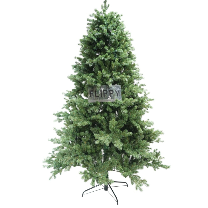 Brad artificial de Craciun, clasic, pentru interior/exterior, inaltime 210 cm, diametru 138 cm, 858 ramuri, Flippy, verde, suport metalic inclus [1]